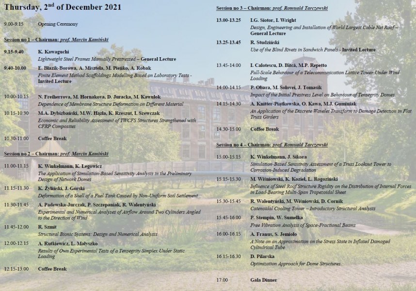 PROGRAM FOR AUTHORS / PARTICIPANTS OF LSCE'21